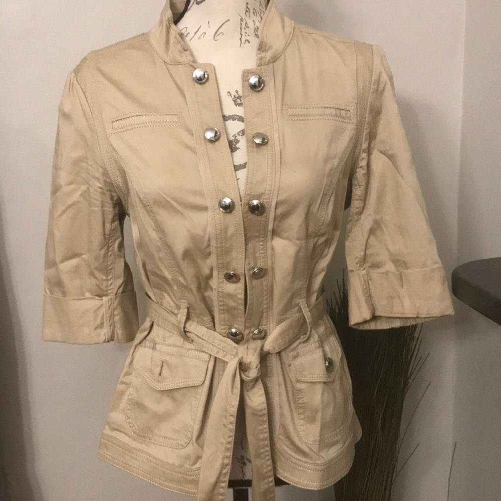WHBM Tan Military Style Jacket Size 8